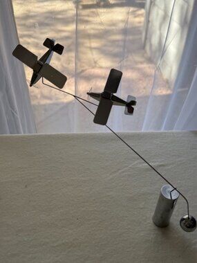 Action and Motion Kinetic Art by Otagiri 15/2 Airplane Japan 1977 MCM Biplane